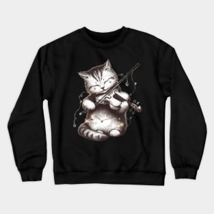 Cat playing a violin Crewneck Sweatshirt